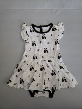 NWOT Kyte Baby Twirl Bodysuit Dress in Black and White Zen (Panda) 12-18M 18-24M
